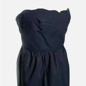 J Crew strapless scalloped dress (navy size 2)